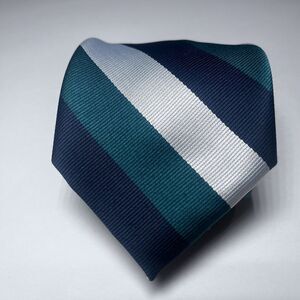 Vintage Mark Fore Strike Tie Men's Green Silver Blue Striped Golf Necktie 55L 3W